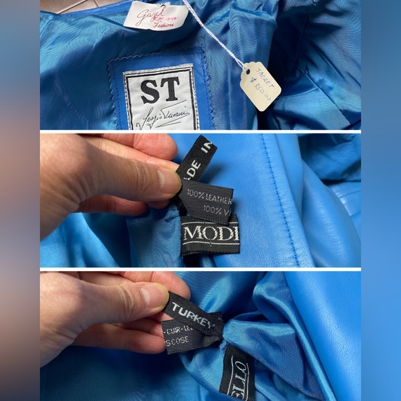 Vintage periwinkle blue leather batwing jacket - Picture 15 of 16